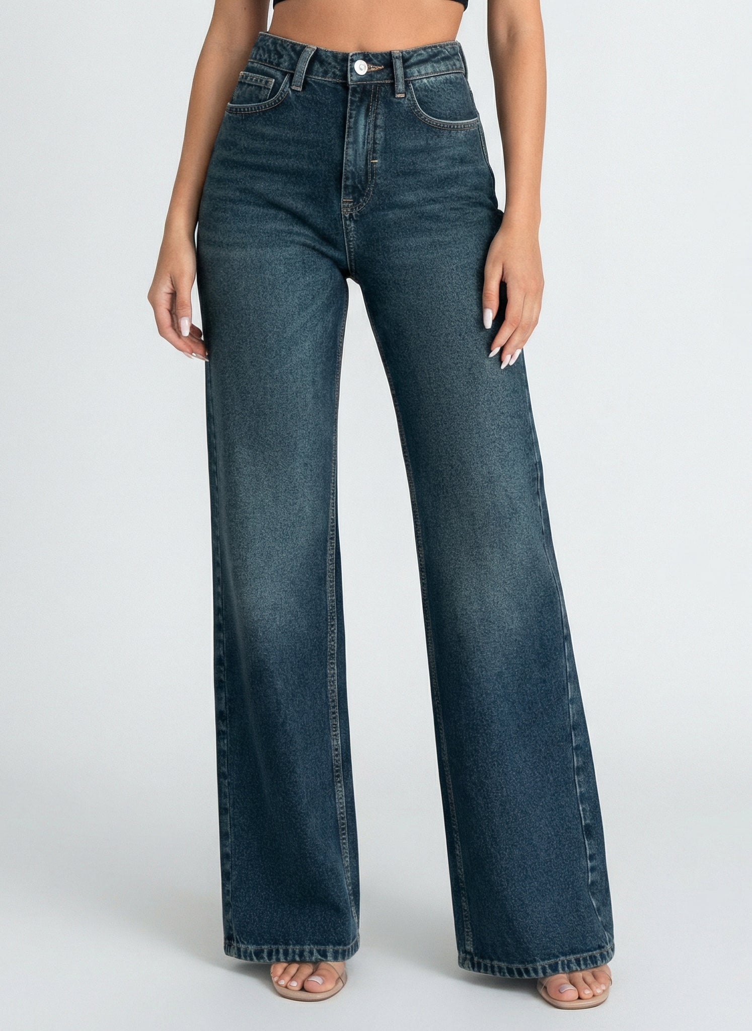 Copper Blue Relaxed Straight Leg Jeans For Women
