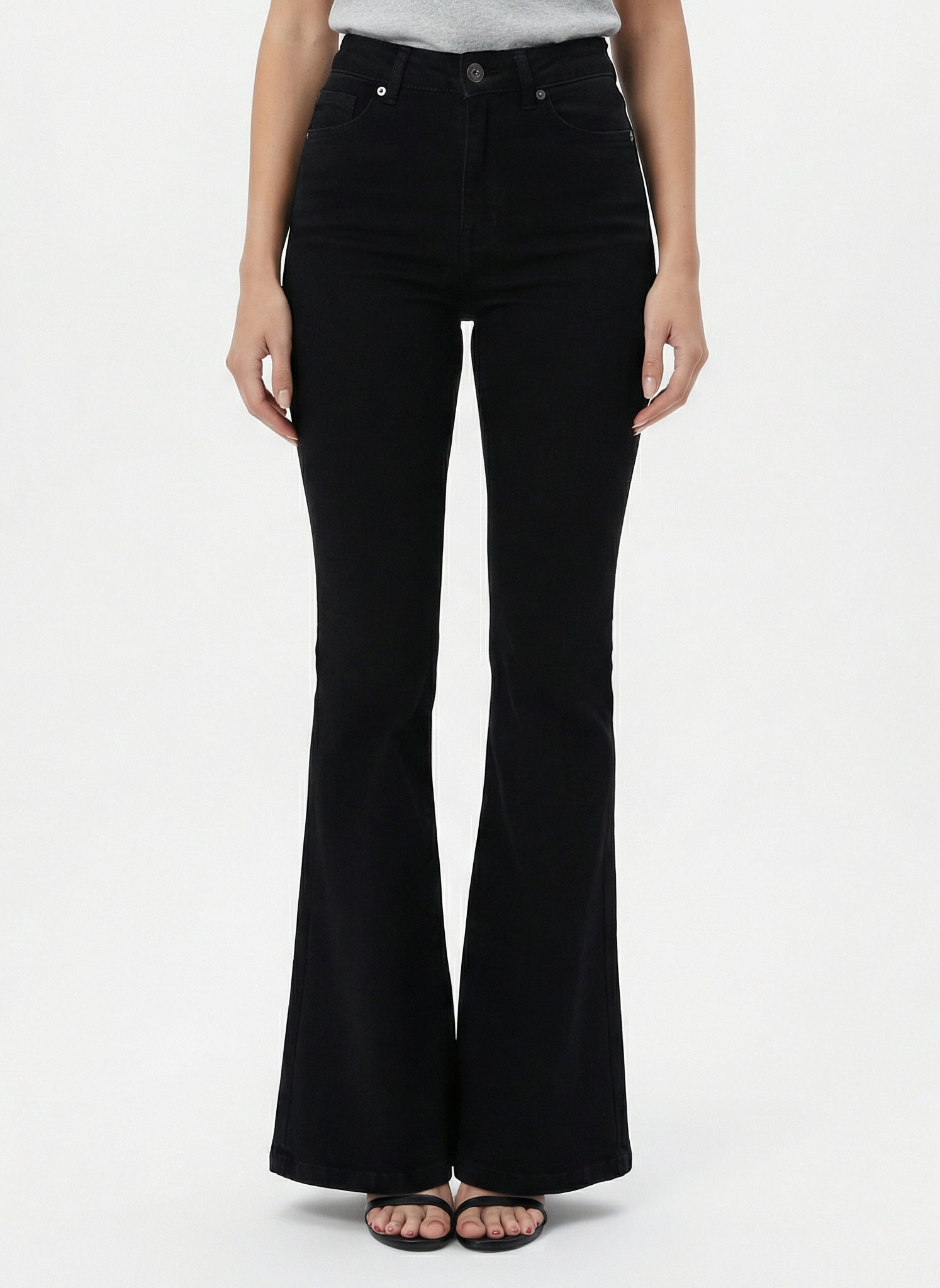 Black Ultra High Rise Flare Jeans For Women