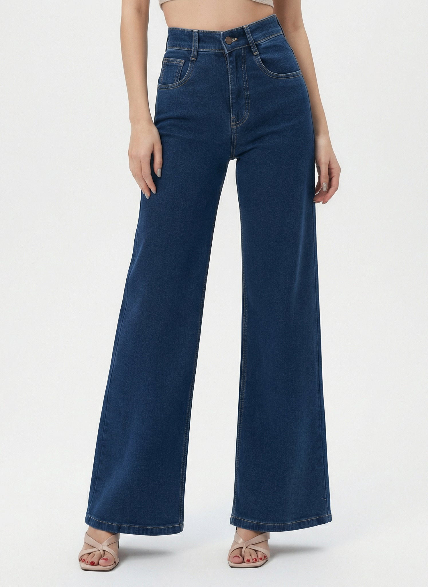 True Blue Wide Leg High Rise Jeans For Women