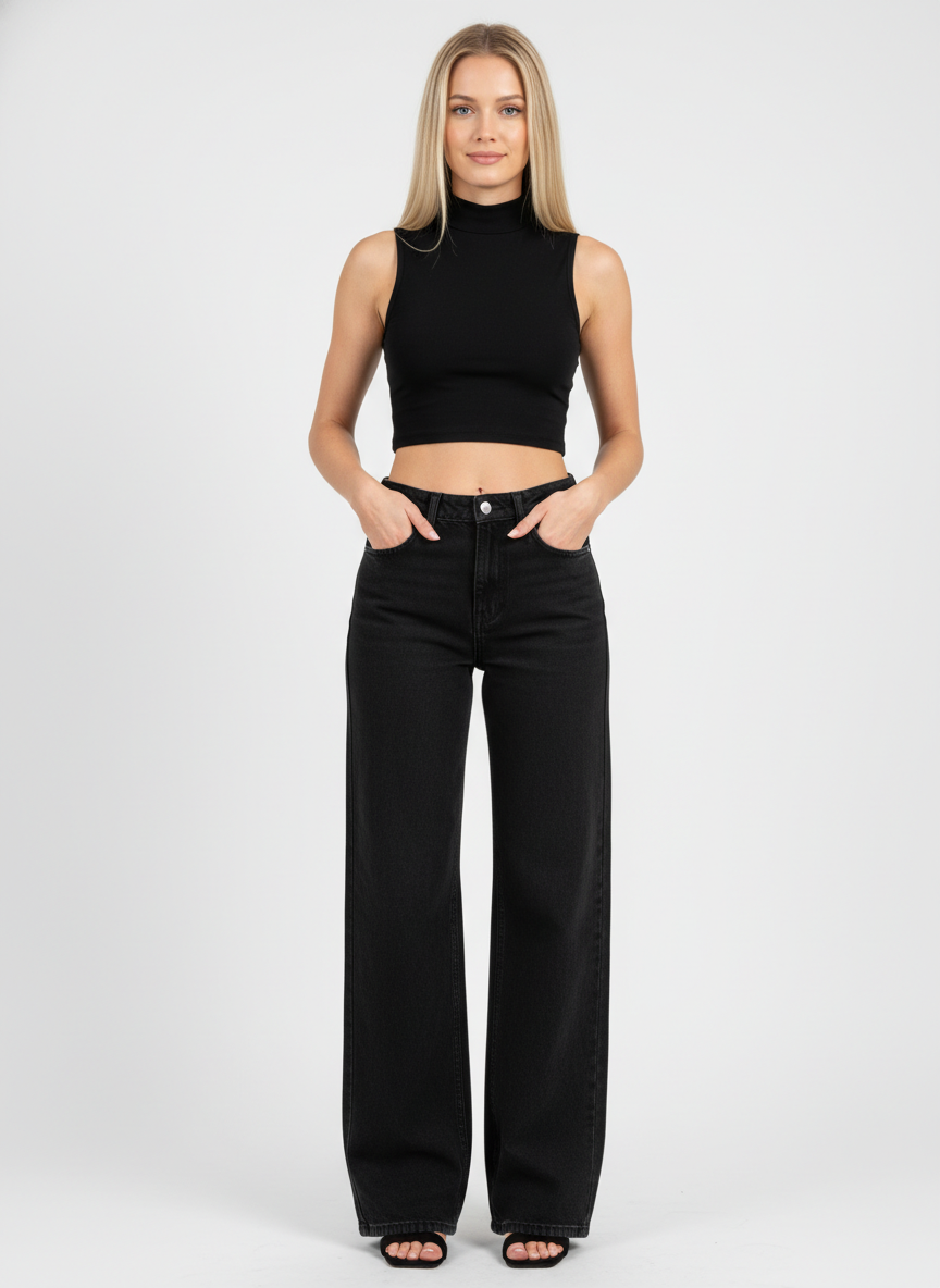 Blackish Super Rise Straight Leg Jeans For Women