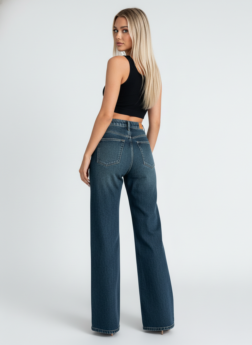 Copper Blue Relaxed Straight Leg Jeans For Women