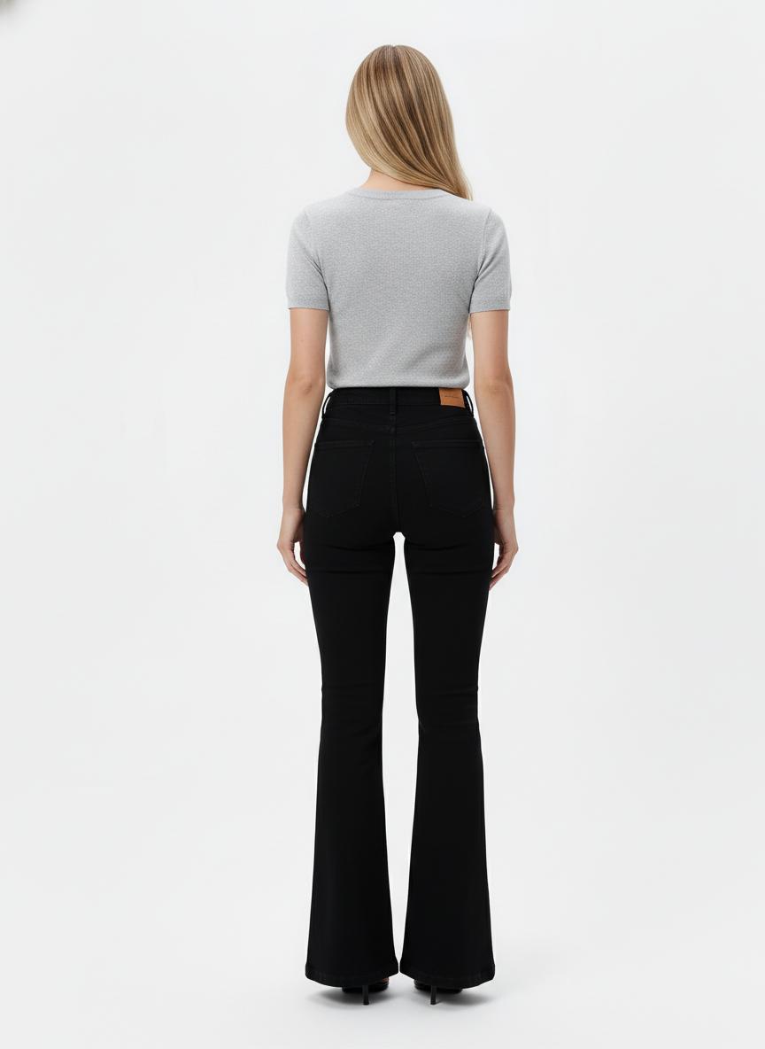 Black Ultra High Rise Flare Jeans For Women