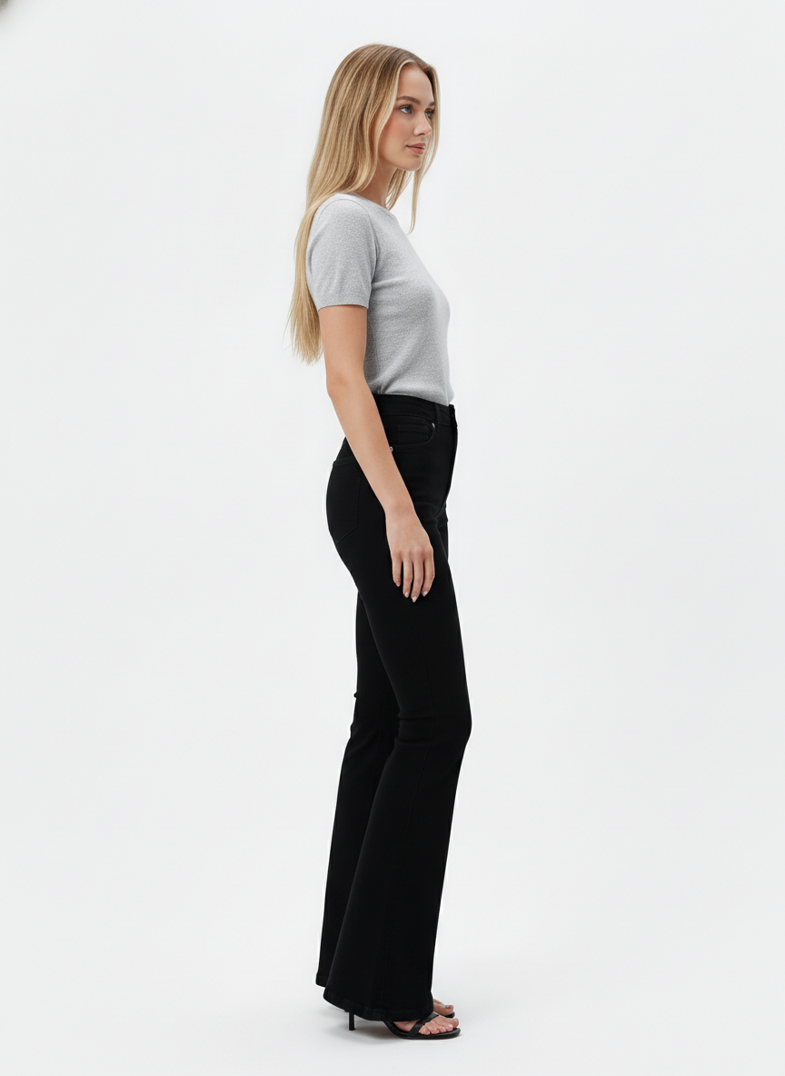 Black Ultra High Rise Flare Jeans For Women