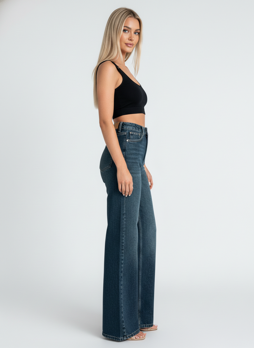 Copper Blue Relaxed Straight Leg Jeans For Women